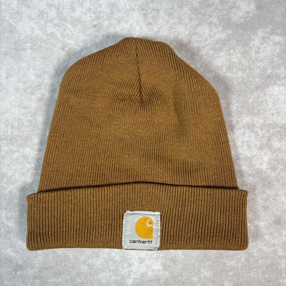Carhartt Beanie Unisex OS Brown A18 BRN Acrylic Watch Hat Ribbed Made in USA